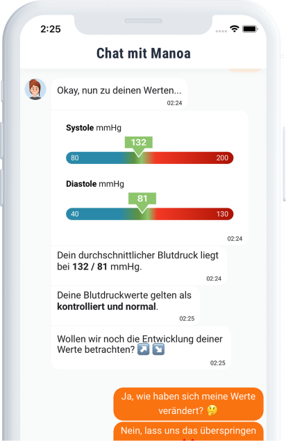 Abbildung Blutdruck Feedback im Chat